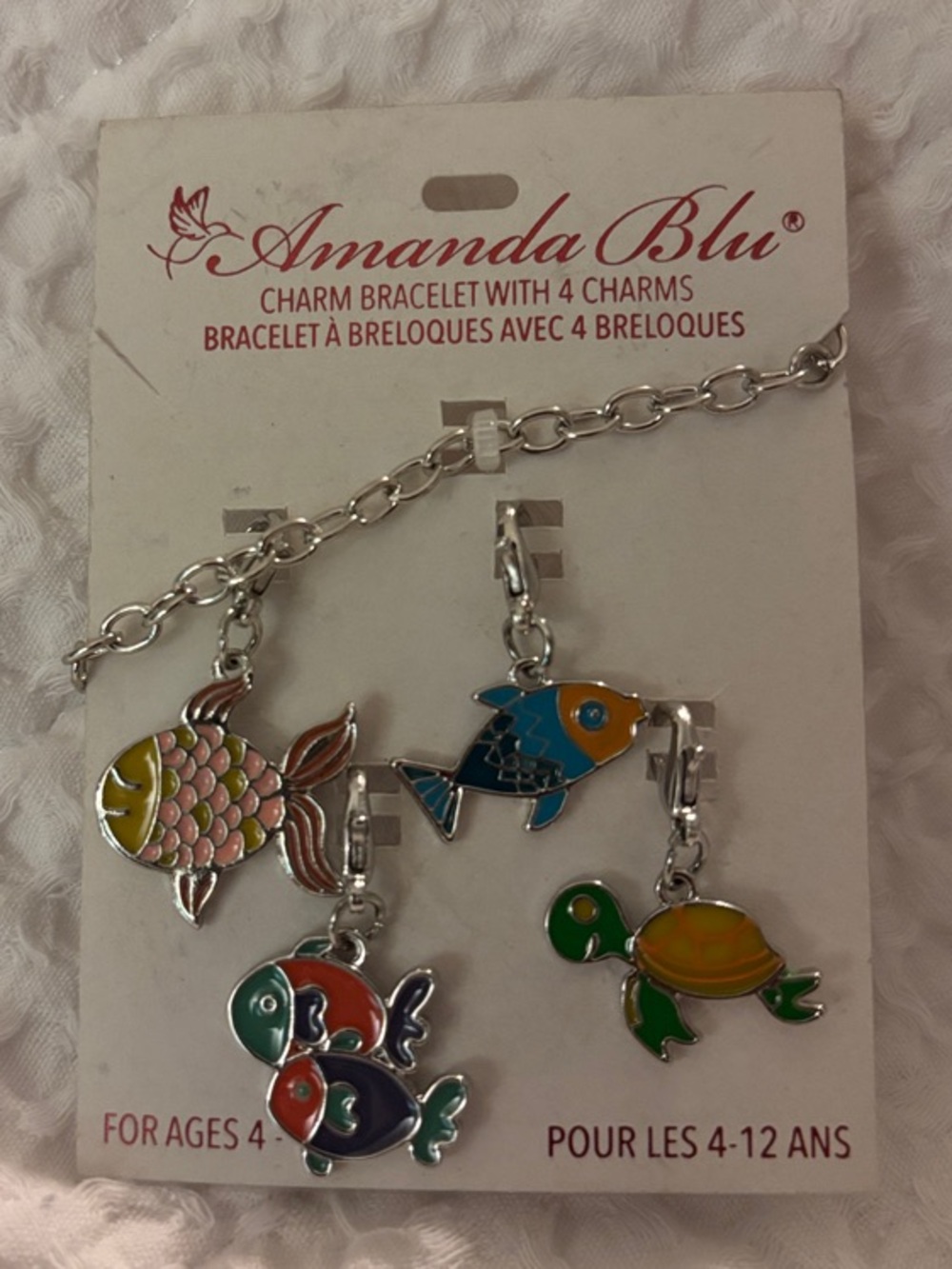 Amanda Blu Silver Kids Charm Bracelet with Colorful Fish & Turtle Charms